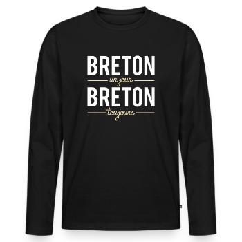 Breton Un Jour Breton Toujours Humour Région - T-shirt manches longues Premium bio Homme - noir - Devant - Nico (187cm)