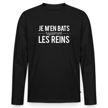 Je M'en Bats Royalement Les Reins Humour - T-shirt manches longues Premium bio Homme - noir - Devant - Nico (187cm)