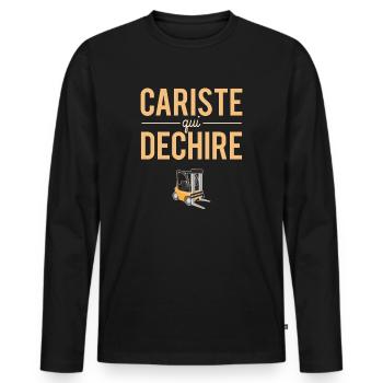 Cariste Qui Déchire Métier Profession Humour - T-shirt manches longues Premium bio Homme - noir - Devant - Nico (187cm)