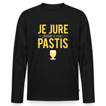 Je Jure Fidélité A Mon Pastis Alcool Jaune Humour - T-shirt manches longues Premium bio Homme - noir - Devant - Nico (187cm)