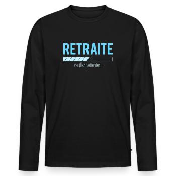 Retraite En Cours De Chargement Veuillez Patienter - T-shirt manches longues Premium bio Homme - noir - Devant - Nico (187cm)