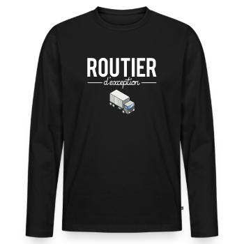 Routier D'exception Chauffeur Camion Humour - T-shirt manches longues Premium bio Homme - noir - Devant - Nico (187cm)