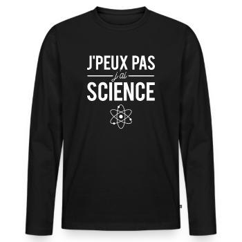 J'Peux Pas J'ai Science Blague Ingénieur Humour - T-shirt manches longues Premium bio Homme - noir - Devant - Nico (187cm)