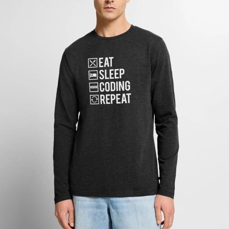 Eat Sleep Coding Repeat Dev Codeur Humour T-shirt manches longues Premium bio Homme