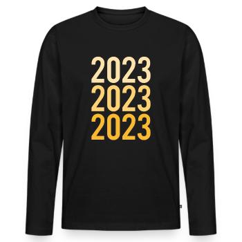 Bonne Année 2023 Nouvel An Nouvelle Année - T-shirt manches longues Premium bio Homme - noir - Devant - Nico (187cm)