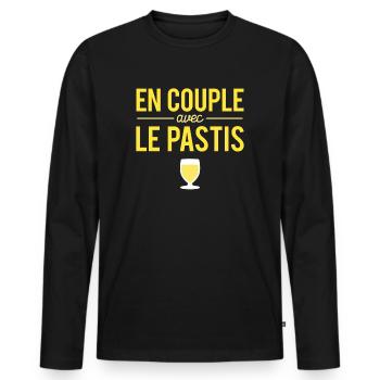 En Couple Avec Le Pastis Alcool Jaune Humour - T-shirt manches longues Premium bio Homme - noir - Devant - Nico (187cm)