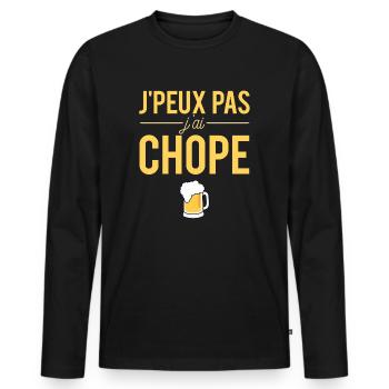 J'Peux Pas J'ai Chope Bière Humour - T-shirt manches longues Premium bio Homme - noir - Devant - Nico (187cm)