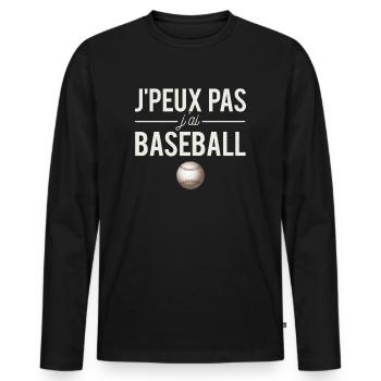 J'Peux Pas J'Ai Baseball Sport Humour - T-shirt manches longues Premium bio Homme - noir - Devant - Nico (187cm)