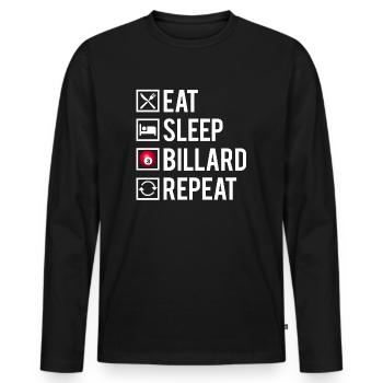 Eat Sleep Billard Repeat Passion Billard Humour - T-shirt manches longues Premium bio Homme - noir - Devant - Nico (187cm)