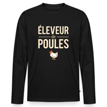 Éleveur De Poules Meilleur Fermier Humour - T-shirt manches longues Premium bio Homme - noir - Devant - Nico (187cm)
