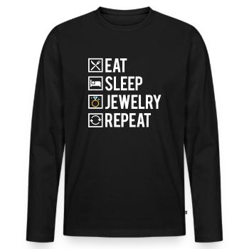 Eat Sleep Jewelry Repeat Bijoutier Humour - T-shirt manches longues Premium bio Homme - noir - Devant - Nico (187cm)