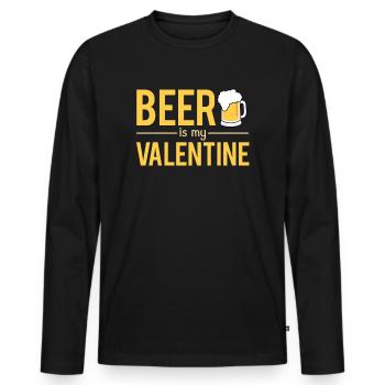Beer Is My Valentine Blague Bière Humour - T-shirt manches longues Premium bio Homme - noir - Devant - Nico (187cm)