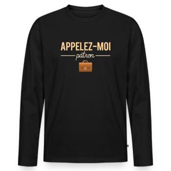 Appelez Moi Patron Blague Chef Humour - T-shirt manches longues Premium bio Homme - noir - Devant - Nico (187cm)
