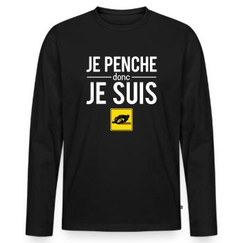 Je Penche Donc Je Suis Blague Motard Humour - T-shirt manches longues Premium bio Homme - noir - Devant - Nico (187cm)