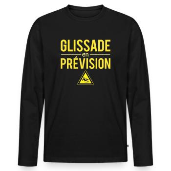 Glissade En Prévision J'ai Glissé Chef Humour - T-shirt manches longues Premium bio Homme - noir - Devant - Nico (187cm)