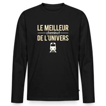 Le Meilleur Cheminot De L'Univers Métier Humour - T-shirt manches longues Premium bio Homme - noir - Devant - Nico (187cm)