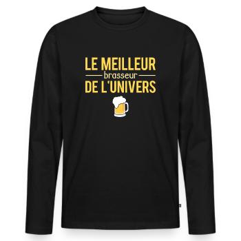 Le Meilleur Brasseur De L'Univers Bière Alcool - T-shirt manches longues Premium bio Homme - noir - Devant - Nico (187cm)