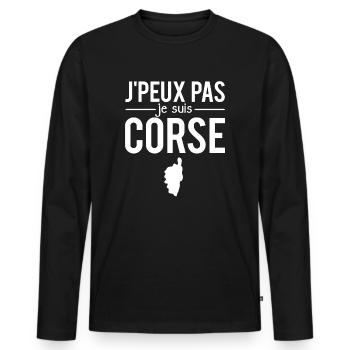 J'peux pas je suis corse blague corse humour - T-shirt manches longues Premium bio Homme - noir - Devant - Nico (187cm)