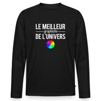 Le meilleur graphiste de l'univers métier humour - T-shirt manches longues Premium bio Homme - noir - Devant - Nico (187cm)