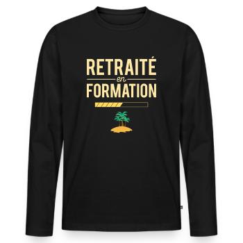 Retraité en formation blague départ retraite - T-shirt manches longues Premium bio Homme - noir - Devant - Nico (187cm)