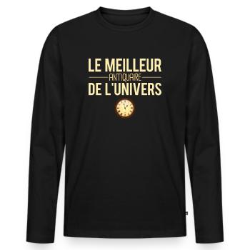 Le meilleur antiquaire de l'univers métier - T-shirt manches longues Premium bio Homme - noir - Devant - Nico (187cm)