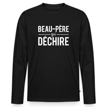 Beau-père qui déchire cadeau meilleur beau père - T-shirt manches longues Premium bio Homme - noir - Devant - Nico (187cm)