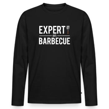 Expert en barbecue roi du barbecue humour - T-shirt manches longues Premium bio Homme - noir - Devant - Nico (187cm)