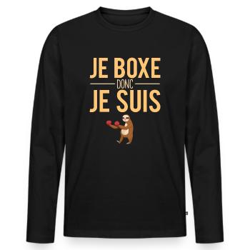 Je boxe donc je suis blague boxeur humour - T-shirt manches longues Premium bio Homme - noir - Devant - Nico (187cm)