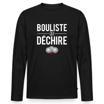 Bouliste qui déchire papa pétanque humour - T-shirt manches longues Premium bio Homme - noir - Devant - Nico (187cm)