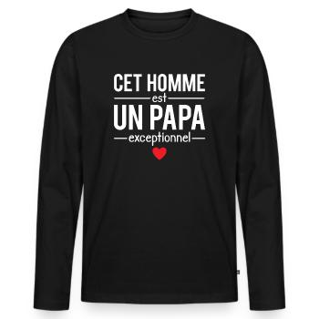 Cet homme est un papa exceptionnel fête des pères - T-shirt manches longues Premium bio Homme - noir - Devant - Nico (187cm)