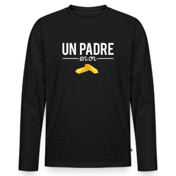 Un padre en or papa parfait cadeau fête des pères - T-shirt manches longues Premium bio Homme - noir - Devant - Nico (187cm)