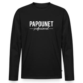 Papounet professionnel cadeau fête des pères - T-shirt manches longues Premium bio Homme - noir - Devant - Nico (187cm)