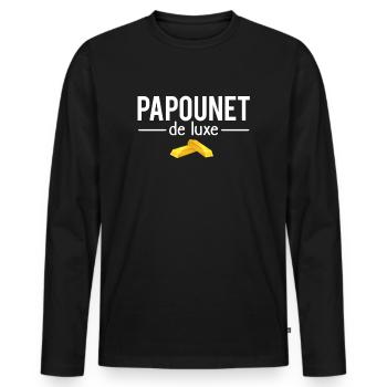 Papounet de luxe papa parfait fête des pères - T-shirt manches longues Premium bio Homme - noir - Devant - Nico (187cm)