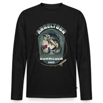 Norwegen Angeltour 2025 - Männer Premium Bio Langarmshirt - Schwarz - Vorne - Nico (187cm)