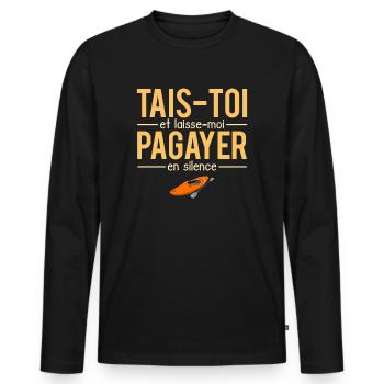 Tais-toi et laisse-moi pagayer en silence kayak - T-shirt manches longues Premium bio Homme - noir - Devant - Nico (187cm)