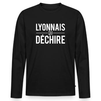 Lyonnais qui déchire habitant lyon humour - T-shirt manches longues Premium bio Homme - noir - Devant - Nico (187cm)