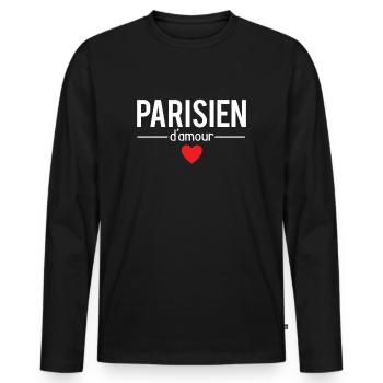 Parisien d'amour meilleur parisien paris - T-shirt manches longues Premium bio Homme - noir - Devant - Nico (187cm)