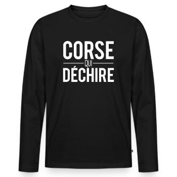 Corse qui déchire meilleur corse humour - T-shirt manches longues Premium bio Homme - noir - Devant - Nico (187cm)