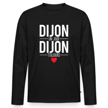 Dijon un jour dijon toujours cadeau dijonnais - T-shirt manches longues Premium bio Homme - noir - Devant - Nico (187cm)