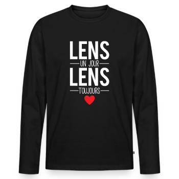Lens un jour lens toujours cadeau lensois - T-shirt manches longues Premium bio Homme - noir - Devant - Nico (187cm)