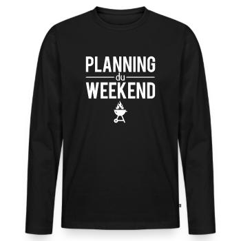 Planning du weekend roi du barbecue - T-shirt manches longues Premium bio Homme - noir - Devant - Nico (187cm)