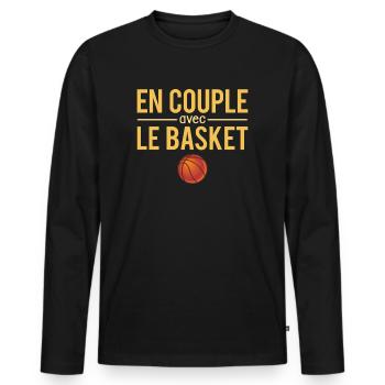 En couple avec le basket amateur basketball humour - T-shirt manches longues Premium bio Homme - noir - Devant - Nico (187cm)