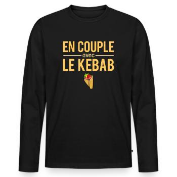 En couple avec le kebab fast food humour - T-shirt manches longues Premium bio Homme - noir - Devant - Nico (187cm)