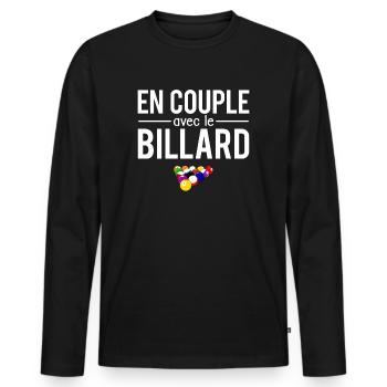 En couple avec le billard amateur billard humour - T-shirt manches longues Premium bio Homme - noir - Devant - Nico (187cm)
