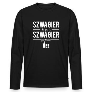 Szwagier nie pyta szwagier polewa polonais humour - T-shirt manches longues Premium bio Homme - noir - Devant - Nico (187cm)