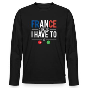 La france m'appelle je dois y aller français - T-shirt manches longues Premium bio Homme - noir - Devant - Nico (187cm)