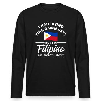 Hot Filipino Jokes for Filipino - Men's Premium Organic Long Sleeve Shirt - black - Front - Nico (187cm)