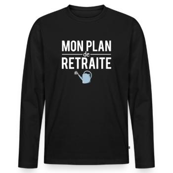 Mon plan de retraite meilleur jardinier humour - T-shirt manches longues Premium bio Homme - noir - Devant - Nico (187cm)