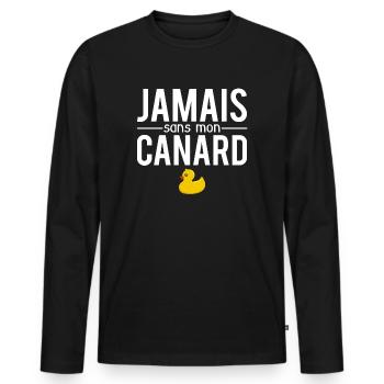 Jamais sans mon canard blague canard en plastique - T-shirt manches longues Premium bio Homme - noir - Devant - Nico (187cm)