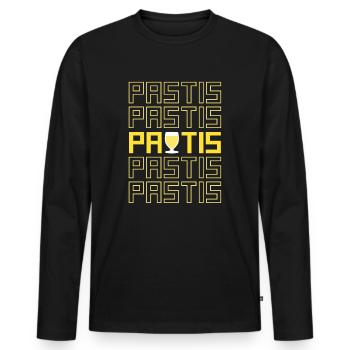 Idée cadeau amateur pastis humour - T-shirt manches longues Premium bio Homme - noir - Devant - Nico (187cm)